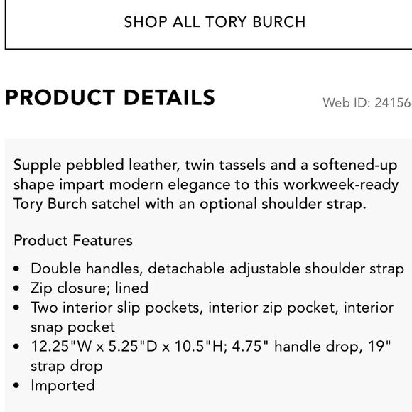 Tory Burch Thea Medium Slouchy Satchel Handbag - Picture 2 of 13